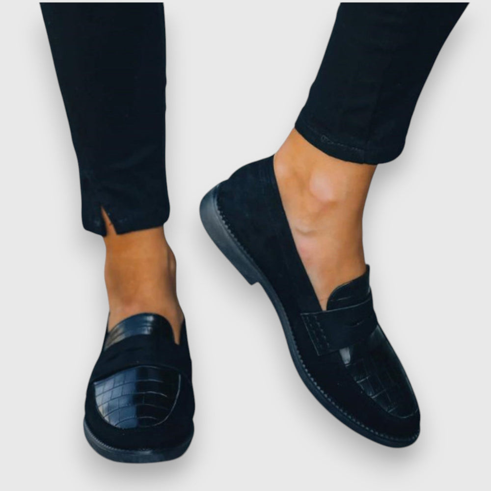 Black comfort loafers for women