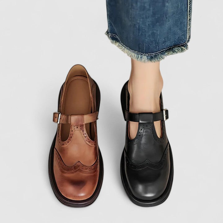 Classic Mary Jane shoes in black and brown for women