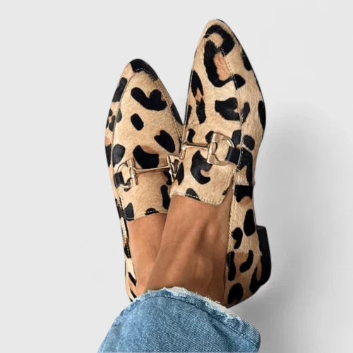 Spotted leopard print loafers for women