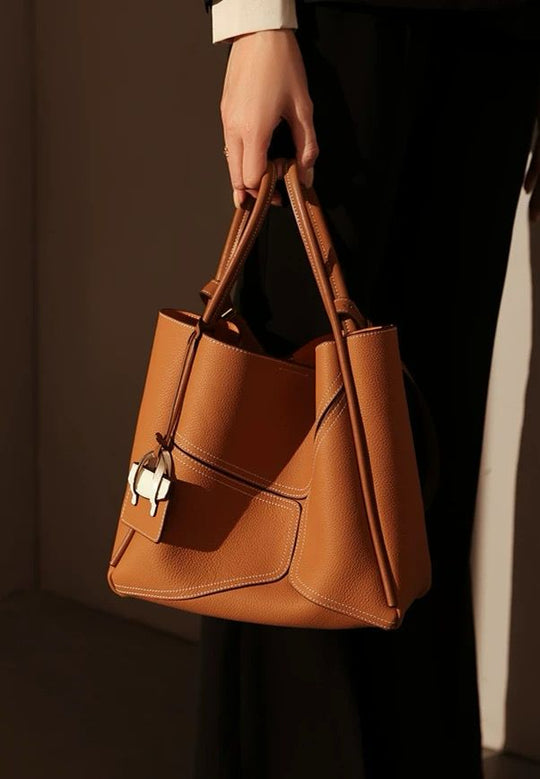 Nicolette | Classic Cowhide Leather Tote Bag