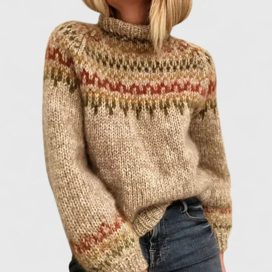 Knit sweater for women in camel or gray