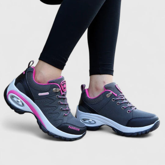 Comfort sneakers in black, gray and rose red for women