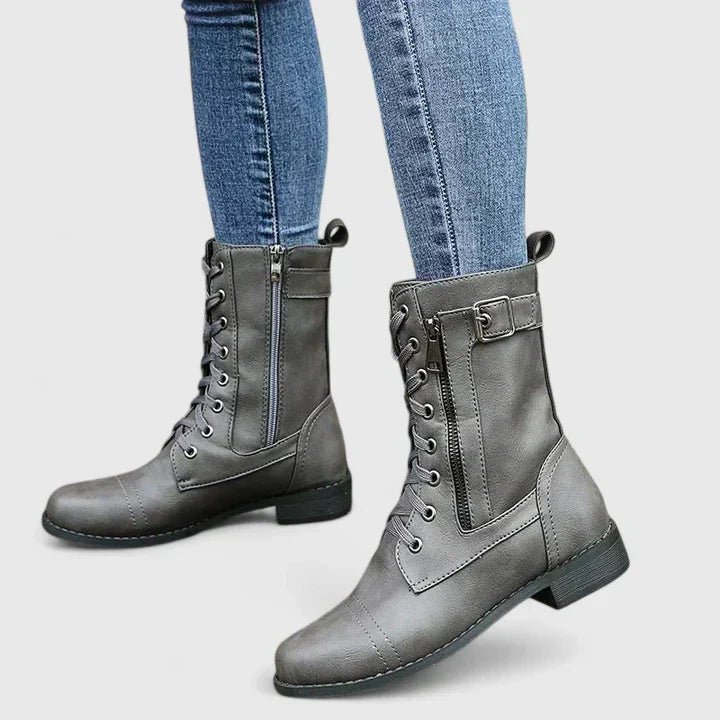 Comfort boots in light brown, black and gray for women