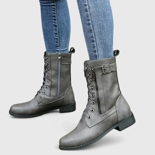 Comfort boots in light brown, black and gray for women