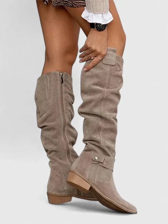 Khaki comfort boots for women