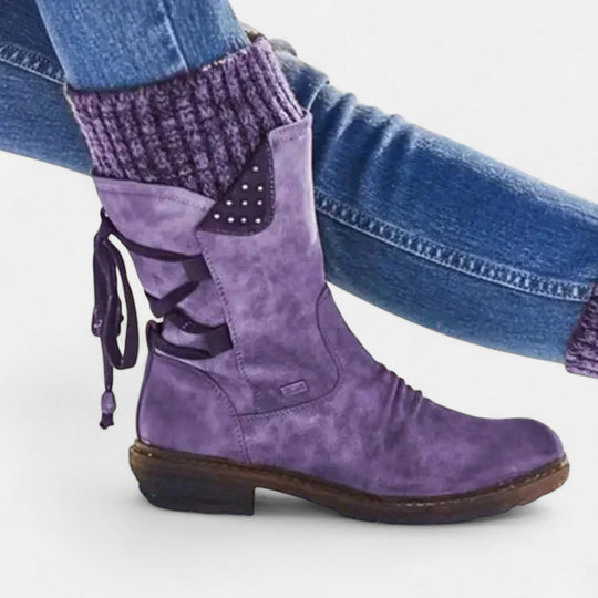 Winter boots in khaki, gray, purple, black and blue for women