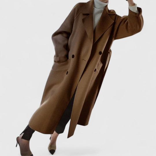 Elegant coat in beige, brown and black for women