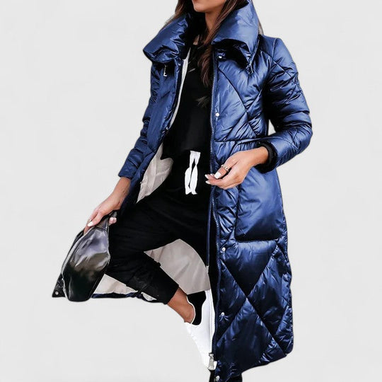 Coat for women in brown, blue and black