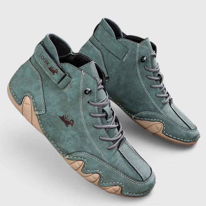 Comfort boots in brown, army green and white for women
