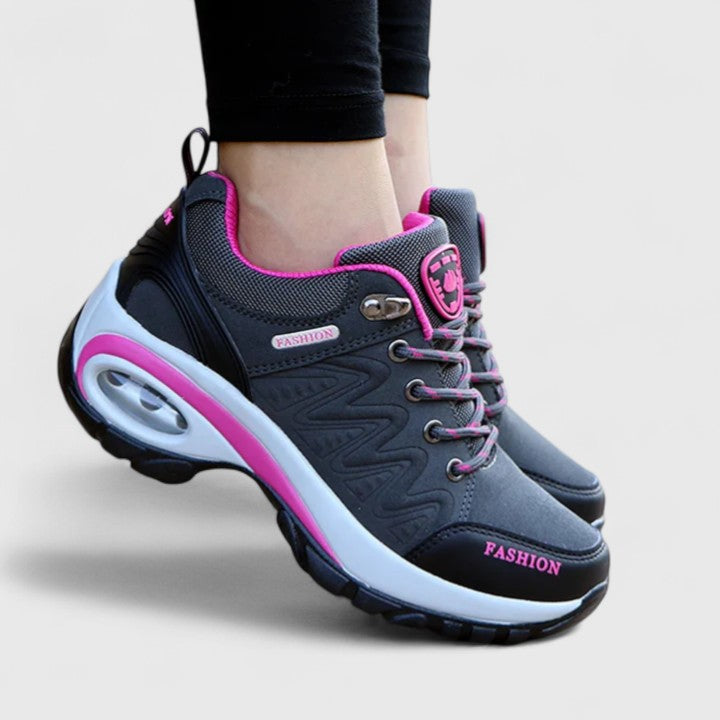 Comfort sneakers in black, gray and rose red for women