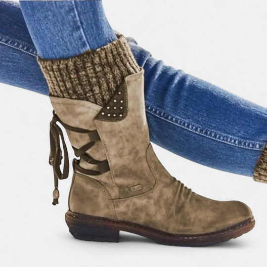 Winter boots in khaki, gray, purple, black and blue for women