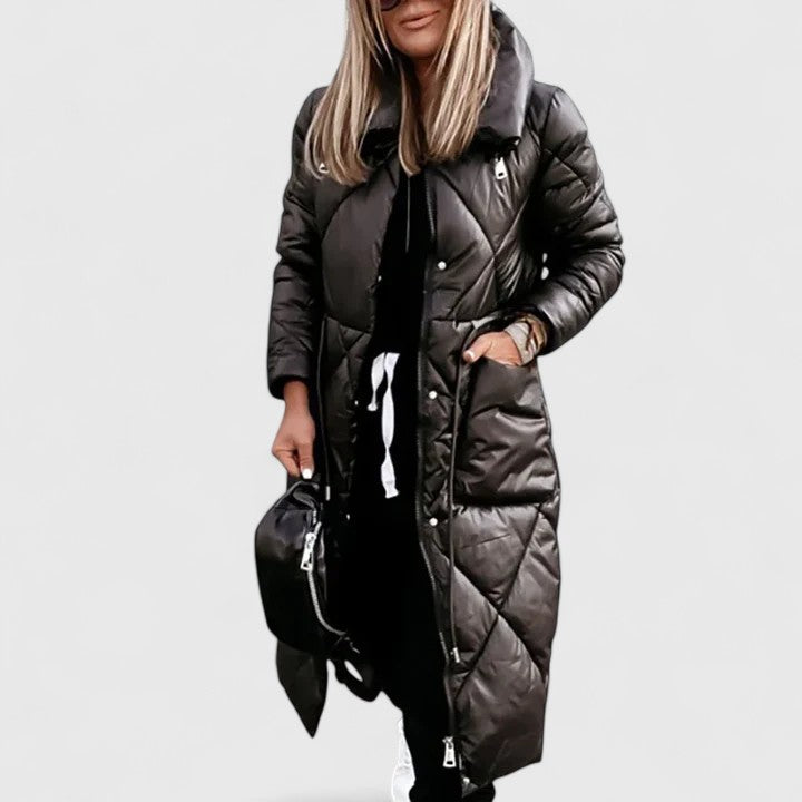 Coat for women in brown, blue and black