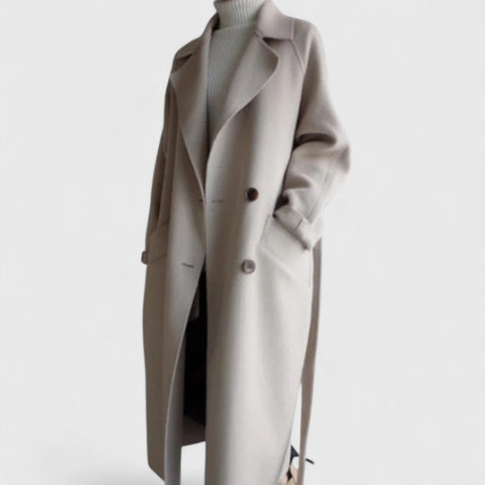 Elegant coat in beige, brown and black for women