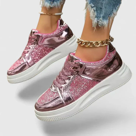 Comfort shoes in silver, gold, black and rose red for women