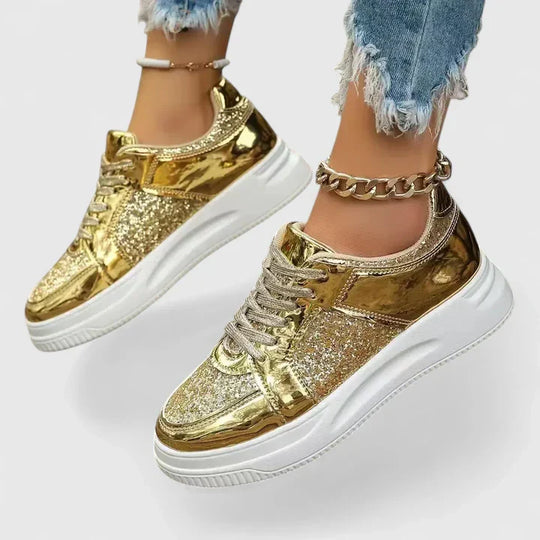 Comfort shoes in silver, gold, black and rose red for women