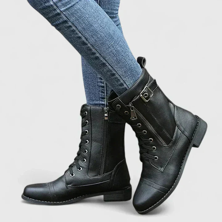 Comfort boots in light brown, black and gray for women