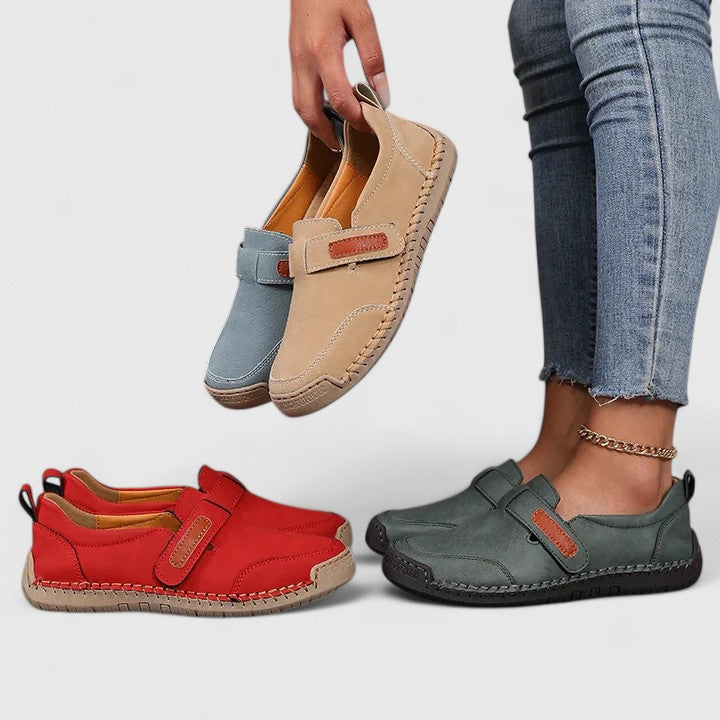 Comfort shoes in blue, khaki and green for women