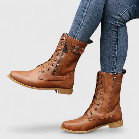 Comfort boots in light brown, black and gray for women