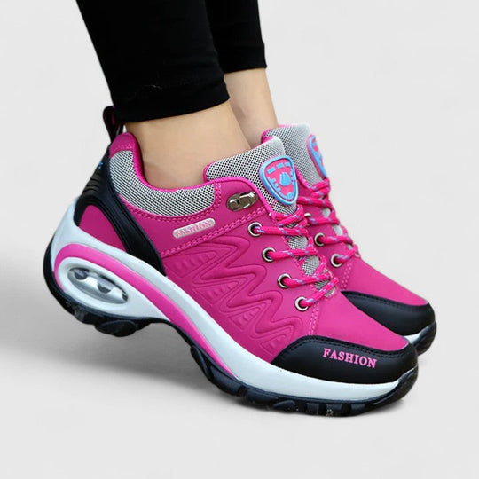 Comfort sneakers in black, gray and rose red for women