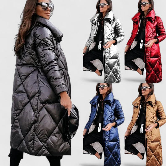 Coat for women in brown, blue and black
