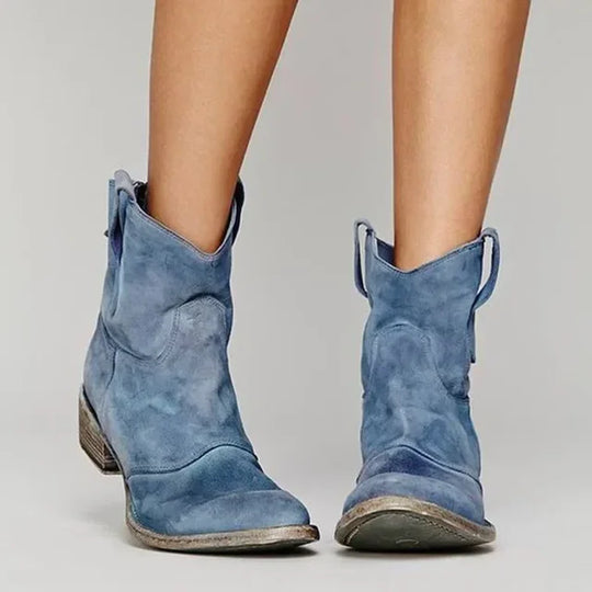 Cowboy boots in brown, black, blue, gray and pink for women