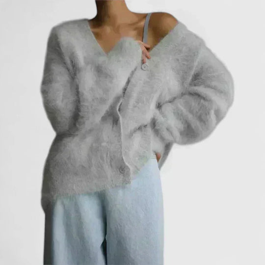 Knit cardigan for women in beige, white and gray