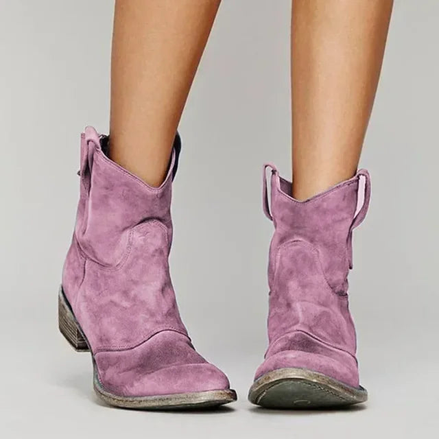 Cowboy boots in brown, black, blue, gray and pink for women