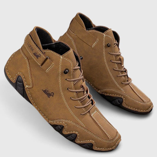 Comfort boots in brown, army green and white for women