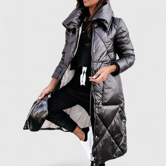 Coat for women in brown, blue and black