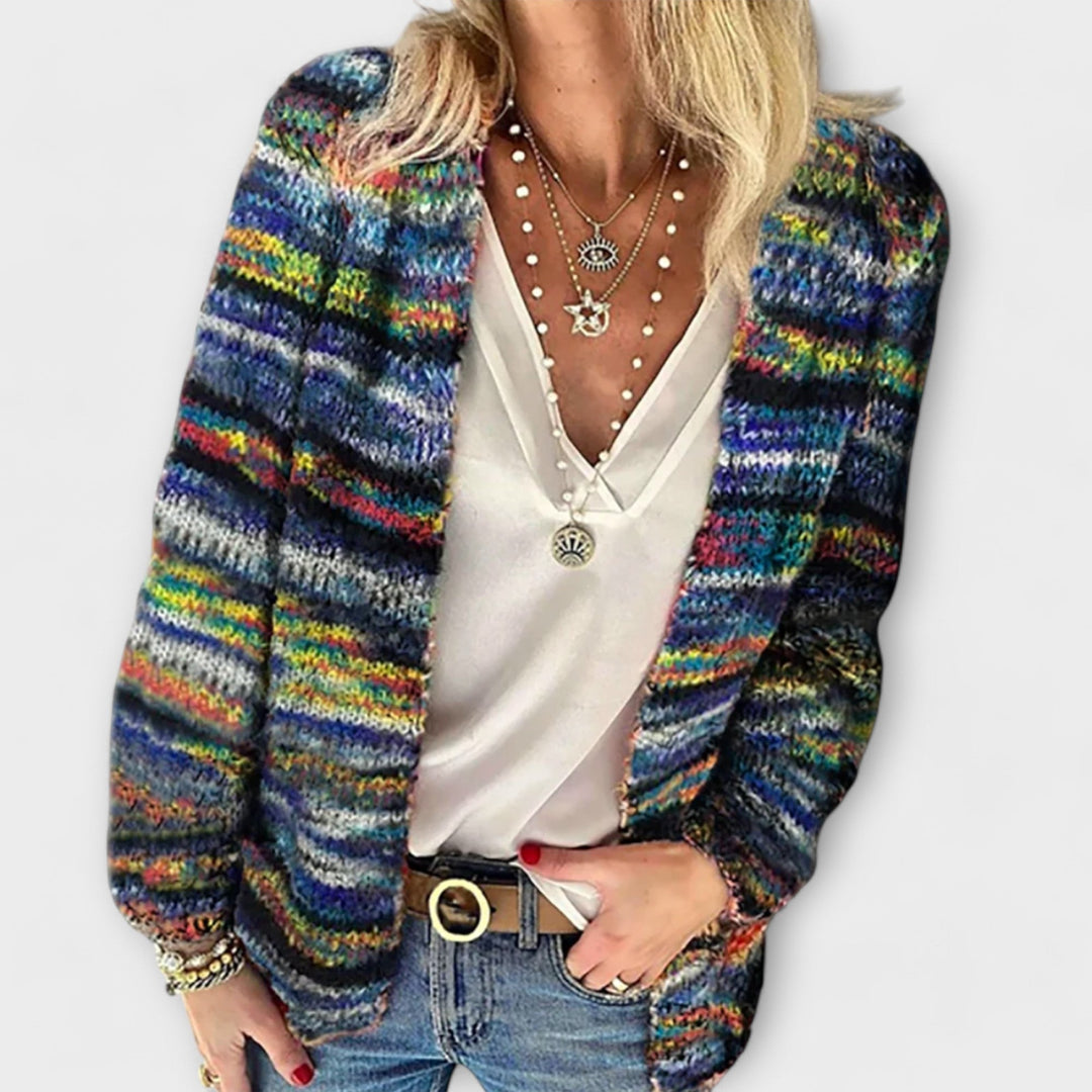 Knit cardigan for women in red or blue