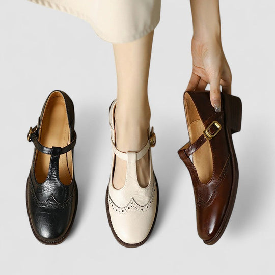 Mary Jane shoes in beige, black and brown for women
