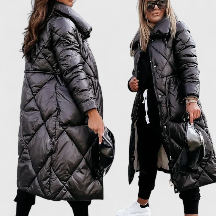 Coat for women in brown, blue and black