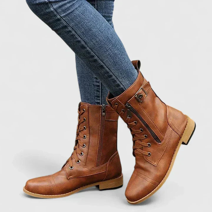 Comfort boots in light brown, black and gray for women