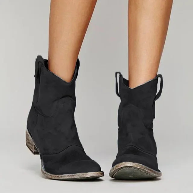 Cowboy boots in brown, black, blue, gray and pink for women