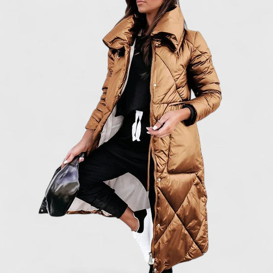Coat for women in brown, blue and black