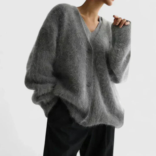 Knit cardigan for women in beige, white and gray