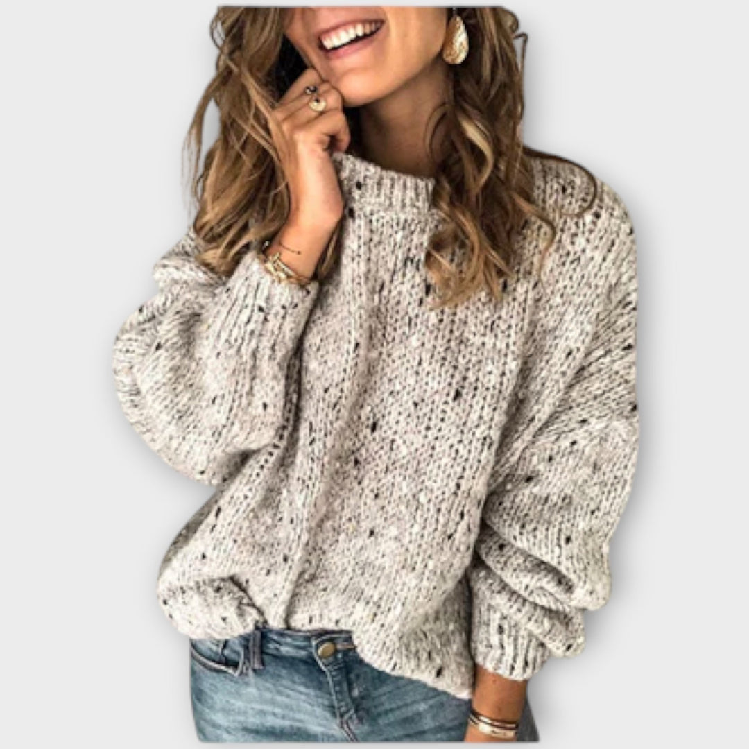Knit sweater for women in beige, gray and blue