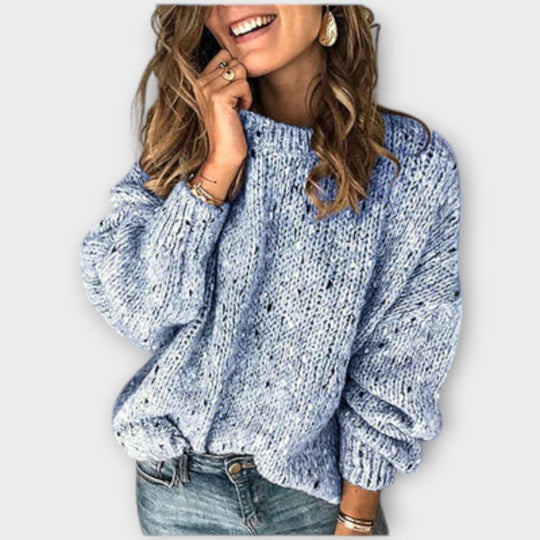 Knit sweater for women in beige, gray and blue