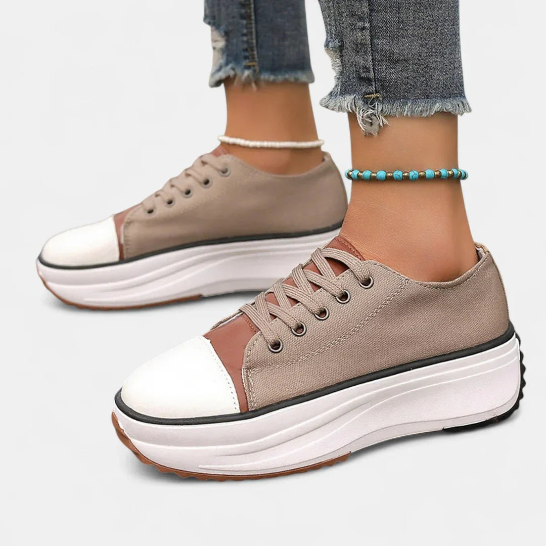 Comfort sneakers in brown, white, black and beige for women