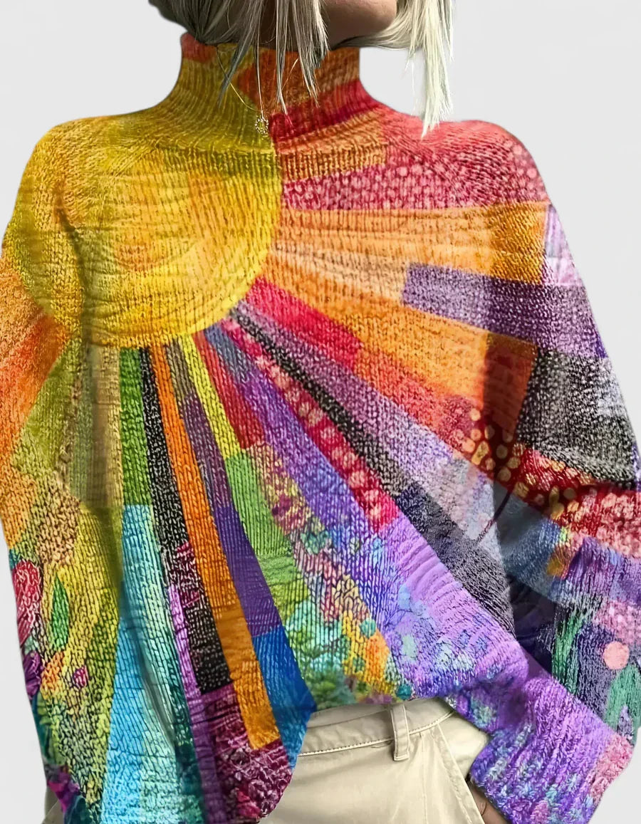 Multicolored knit sweater for women