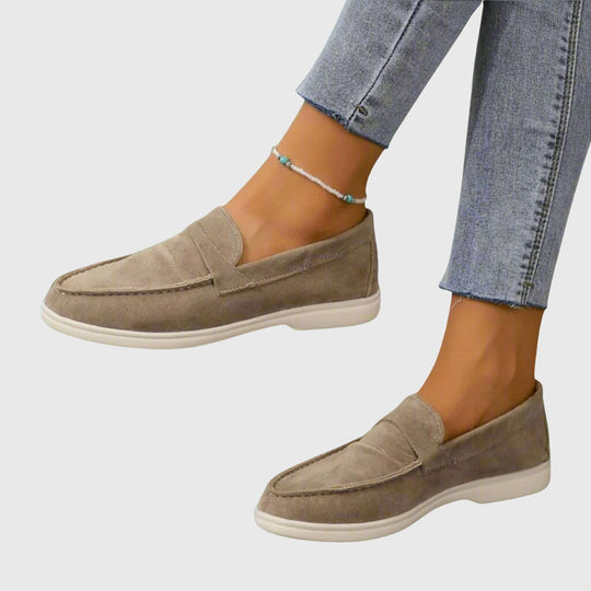 Comfort loafers in sky blue, camel, gray, black and pink for women