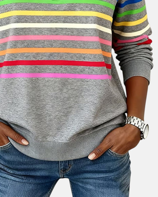 Striped zip sweatshirt for women in six colors