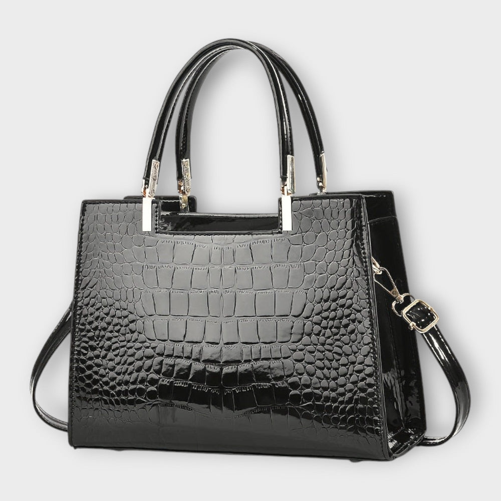 Croc-effect glossy handbag in five colors for women