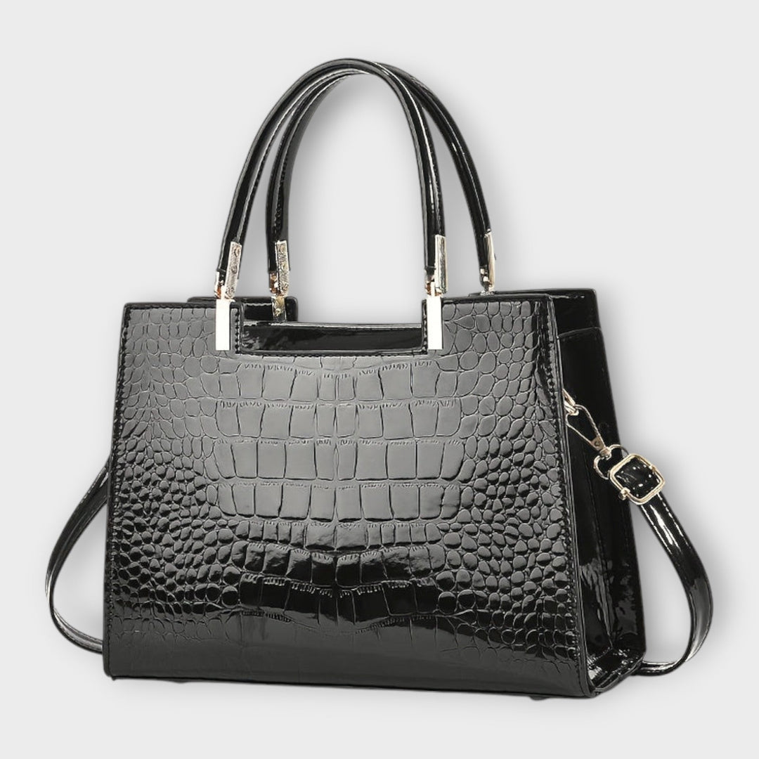 Croc-effect glossy handbag in five colors for women