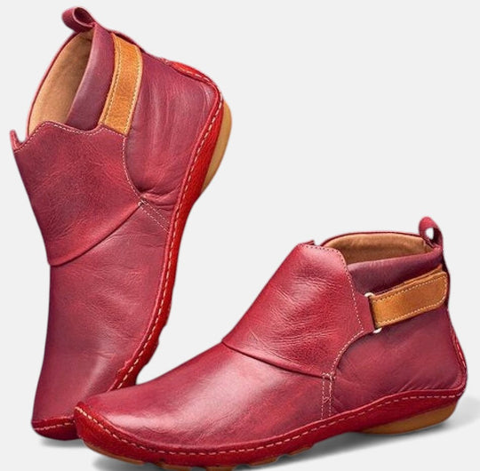 Ankle boots in red, brown, blue, gray and green for women