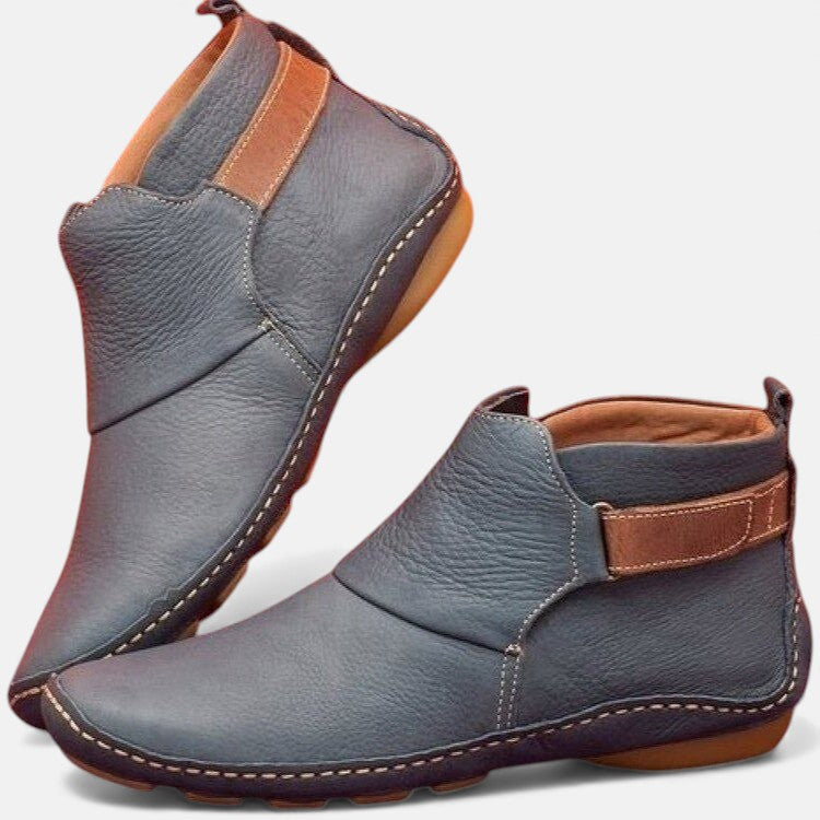 Ankle boots in red, brown, blue, gray and green for women