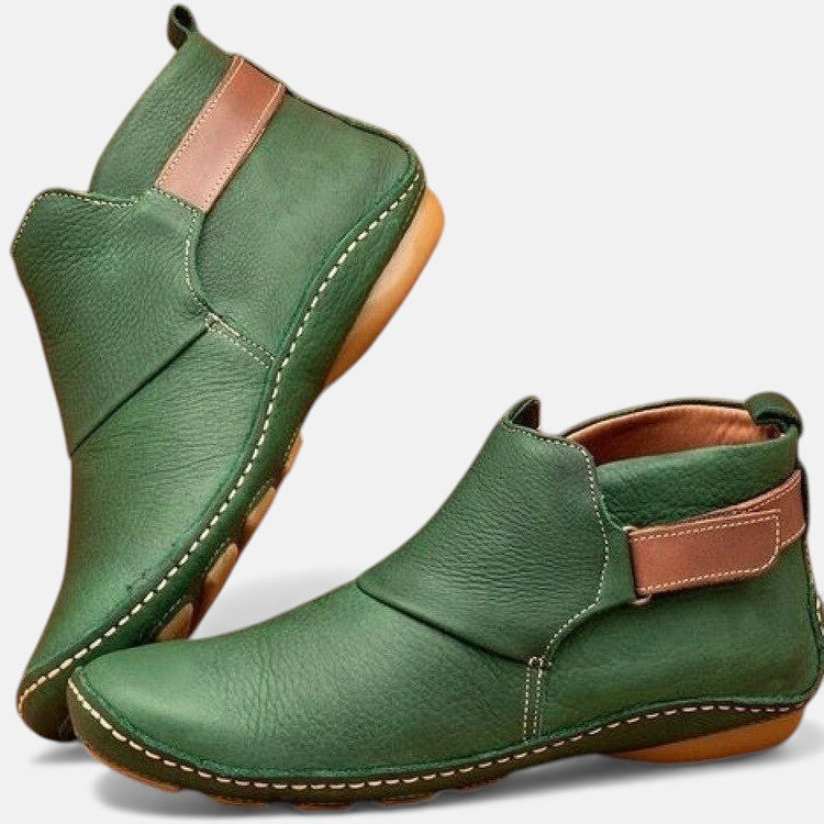 Ankle boots in red, brown, blue, gray and green for women