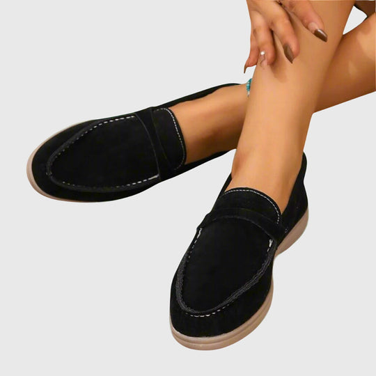 Comfort loafers in sky blue, camel, gray, black and pink for women