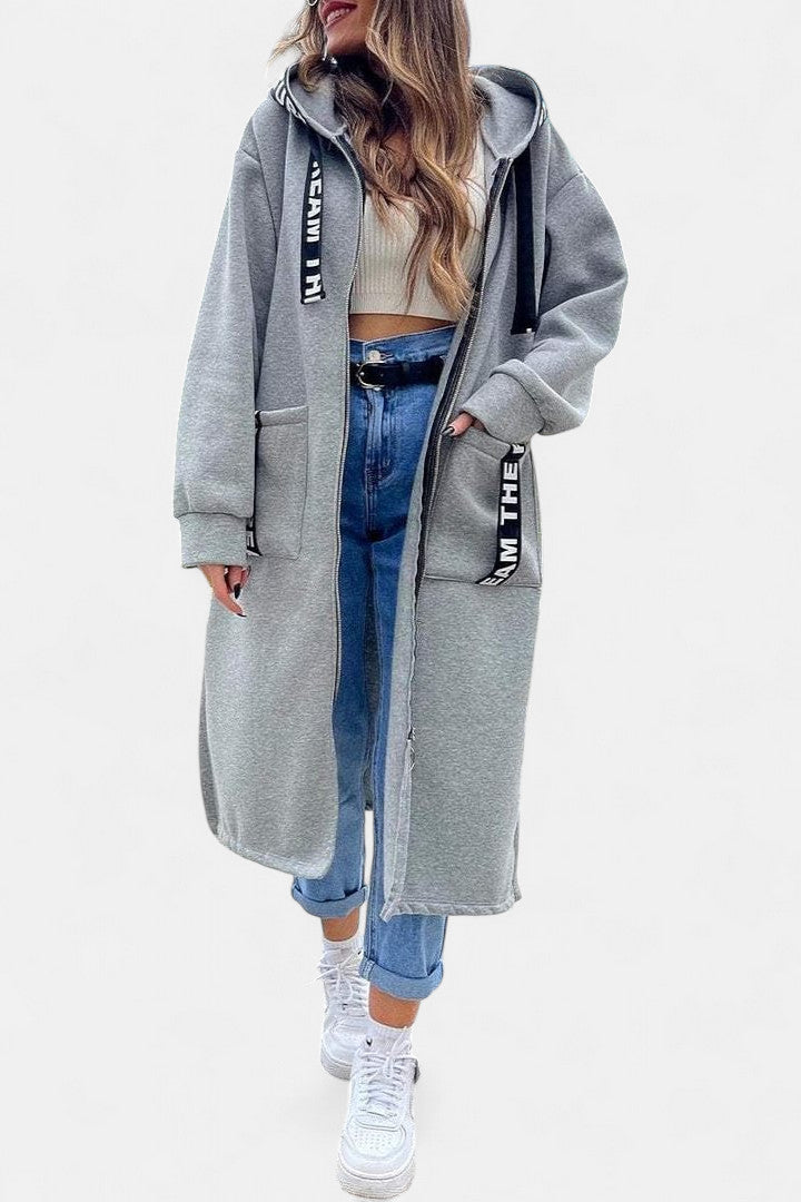 Long hooded coat in five colors for women