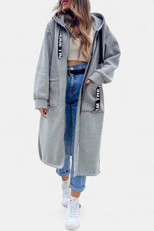 Long hooded coat in five colors for women